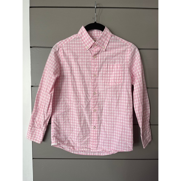 Crewcuts Other - Crewcuts Pink Gingham Button Down Shirt Kids Size 8 Long Sleeve Cotton